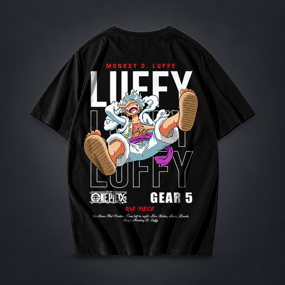 Remera Luffy Gear 5 negra oversize - espalda