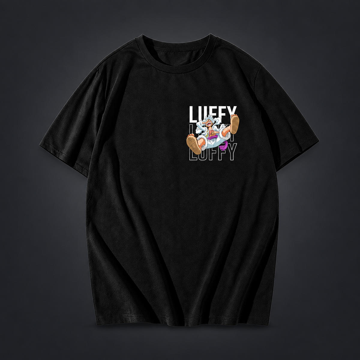 Remera Luffy Gear 5 negra oversize - frente