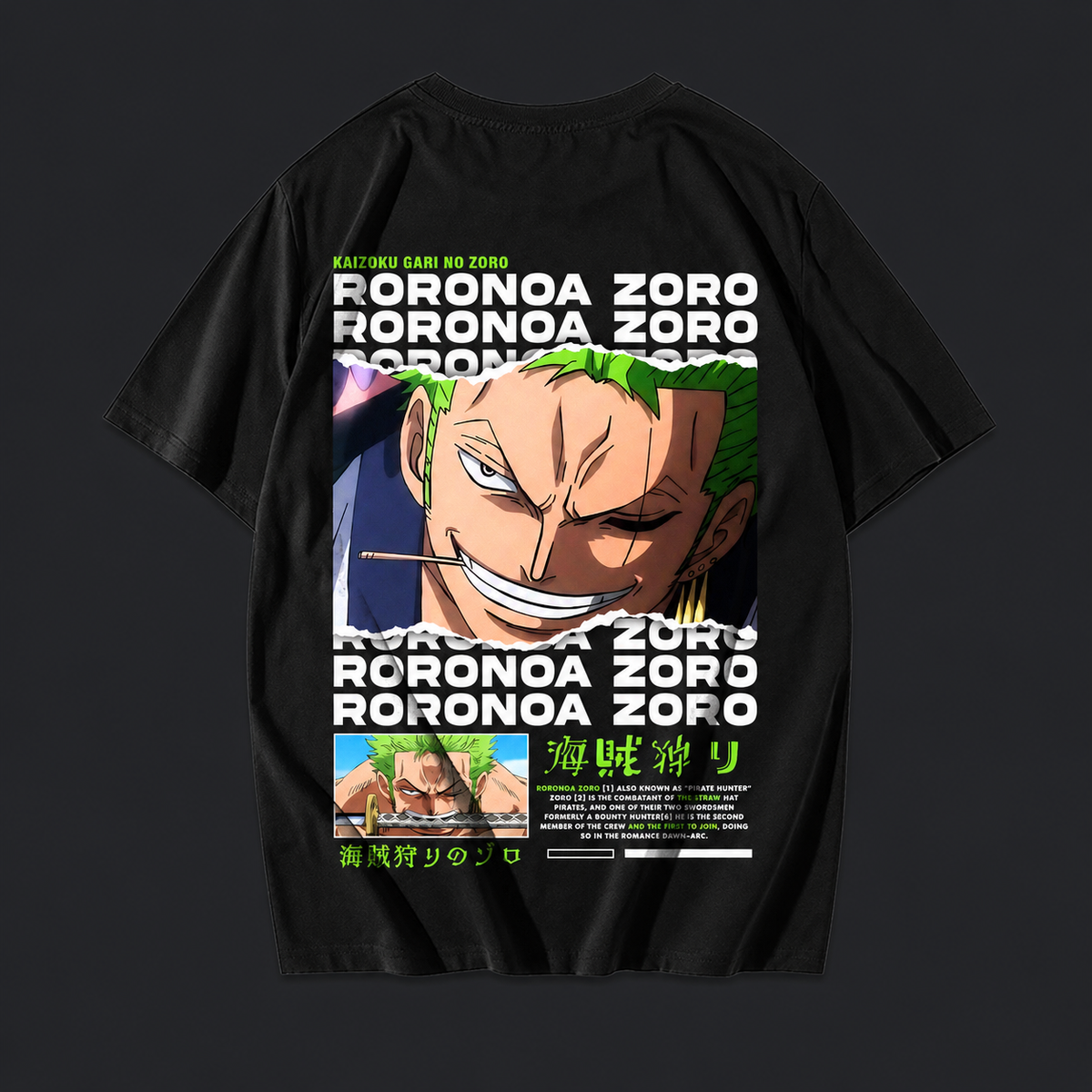 Remera Roronoa Zoro – Three Swords – espalda
